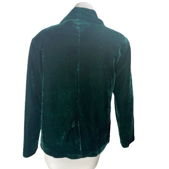 Lulus Women's Green Velvet Velour Button Collar Long Sleeve Blazer Coat Jacket S - Picture 2 of 4